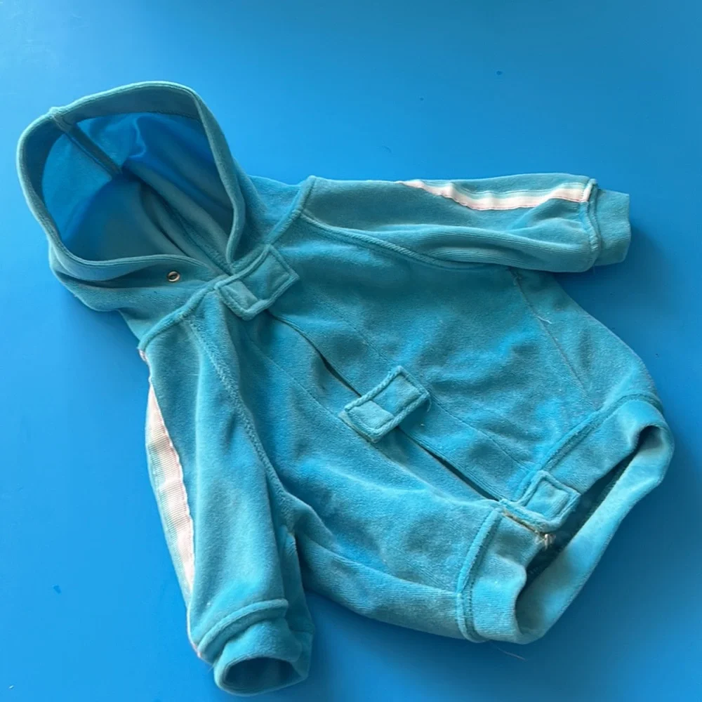 Dog Retro Jacket Turquoise Hooded